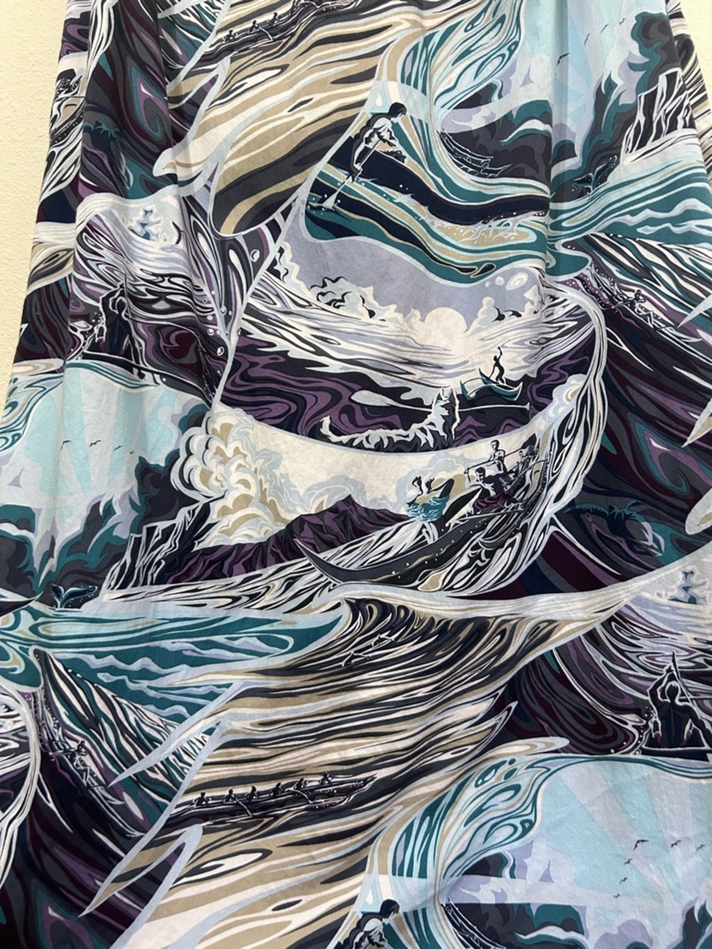 Kai Clothing Hawaii Ocean Wave Print Halter Maxi Dress XL - Picture 4 of 8